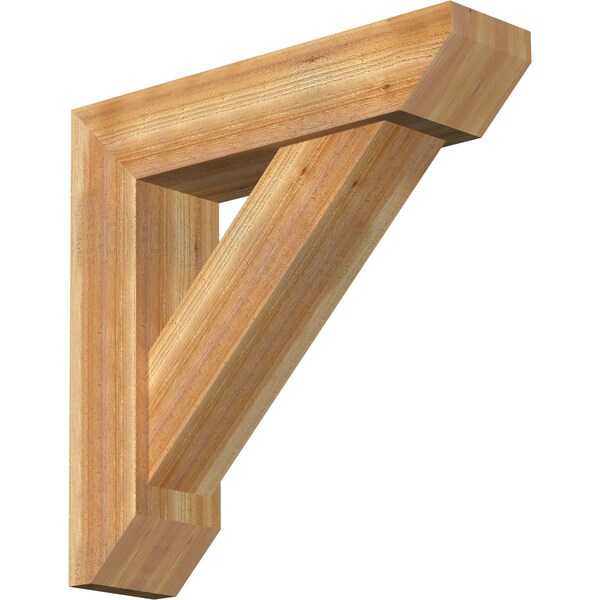 Ekena Millwork Traditional Slat Rough Sawn Bracket w/ Offset Brace, Western Red Cedar, 8"W x 32"D x 32"H BKT0806X32X32TRA06RWR - main